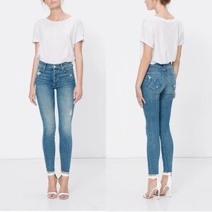 Mother Stunner Ankle Fray High Waist Slim Jeans in Graffiti Girl - (approx 30)